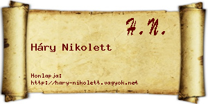 Háry Nikolett névjegykártya